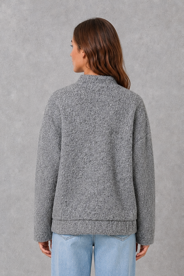 Women’s oversized open-front jacket with a relaxed silhouette, soft cozy fabric, flowing design, and roomy fit for comfortable layering.