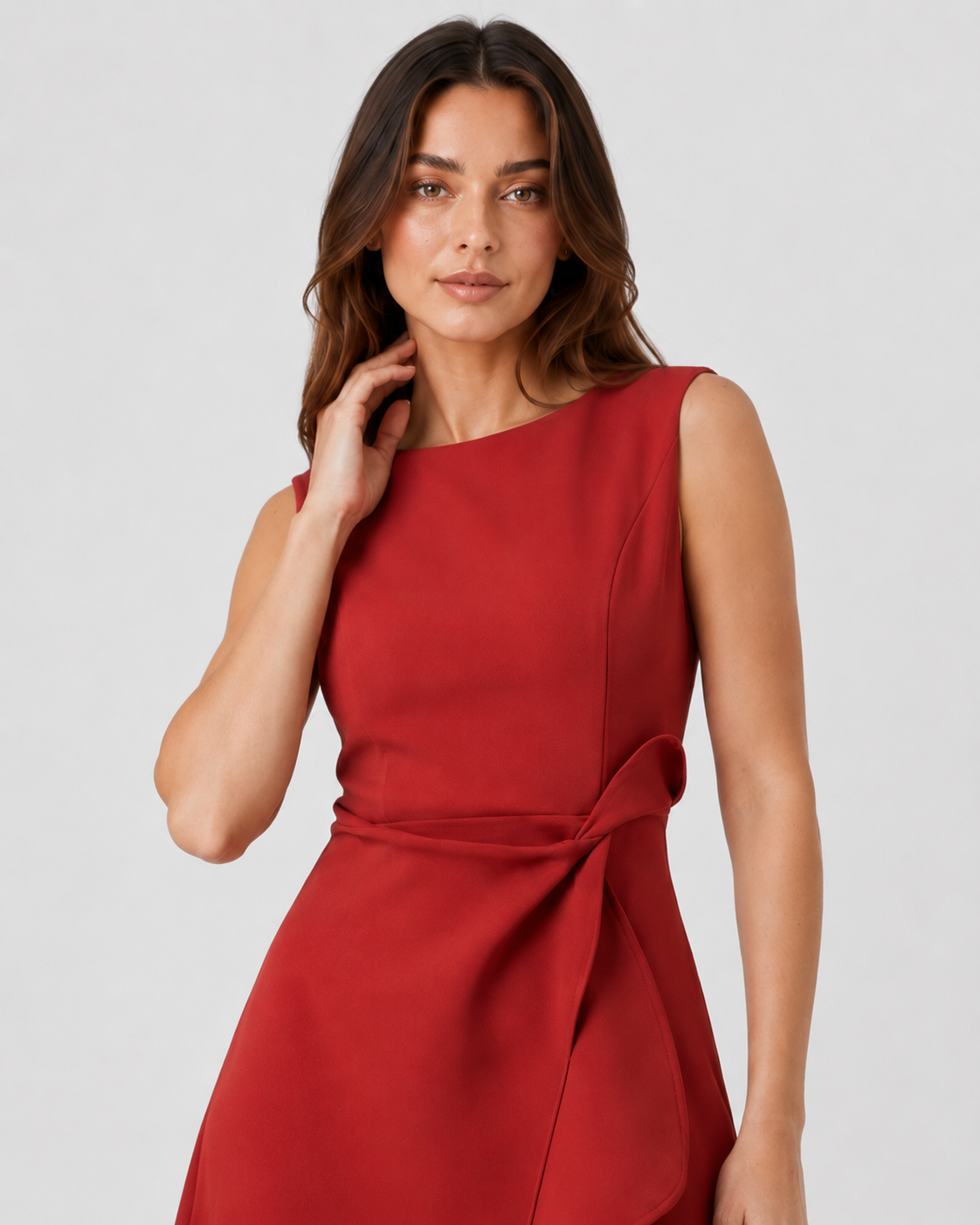 Women’s sleeveless pleated midi evening dress featuring a tailored waist and flowing pleated skirt. Designed in a slip-on style with a structured fitted bodice and elegant midi-length silhouette. Available in Red, Navy Blue, Pink, Light Blue, Purple, and Green, in sizes S–3XL.