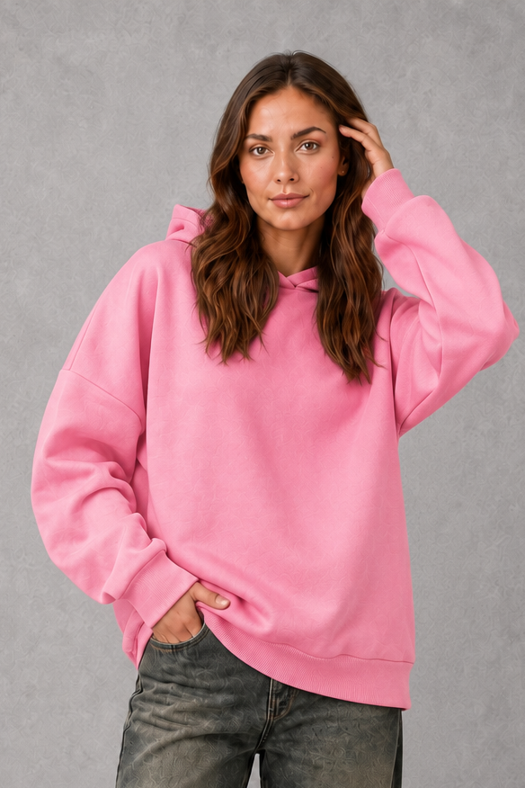 Women’s relaxed fleece pullover hoodie with a soft cotton-blend construction, classic hood, long sleeves and ribbed cuffs and hem.