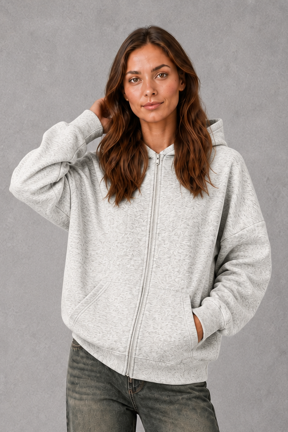 Women’s relaxed fleece pullover hoodie with a soft cotton-blend construction, classic hood, long sleeves and ribbed cuffs and hem.