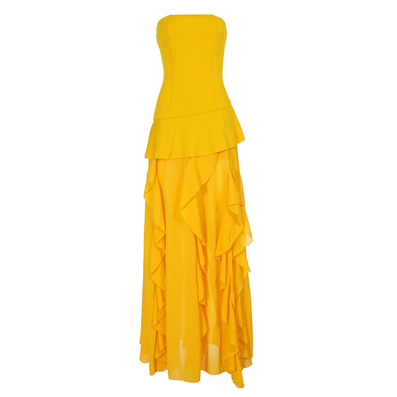 Women’s ruffle flowy casual maxi dress with a lightweight, breathable design and relaxed silhouette. Features soft ruffle detailing, a full-length flowing skirt, and an easy everyday fit ideal for warm-weather outings, vacations, and casual occasions.