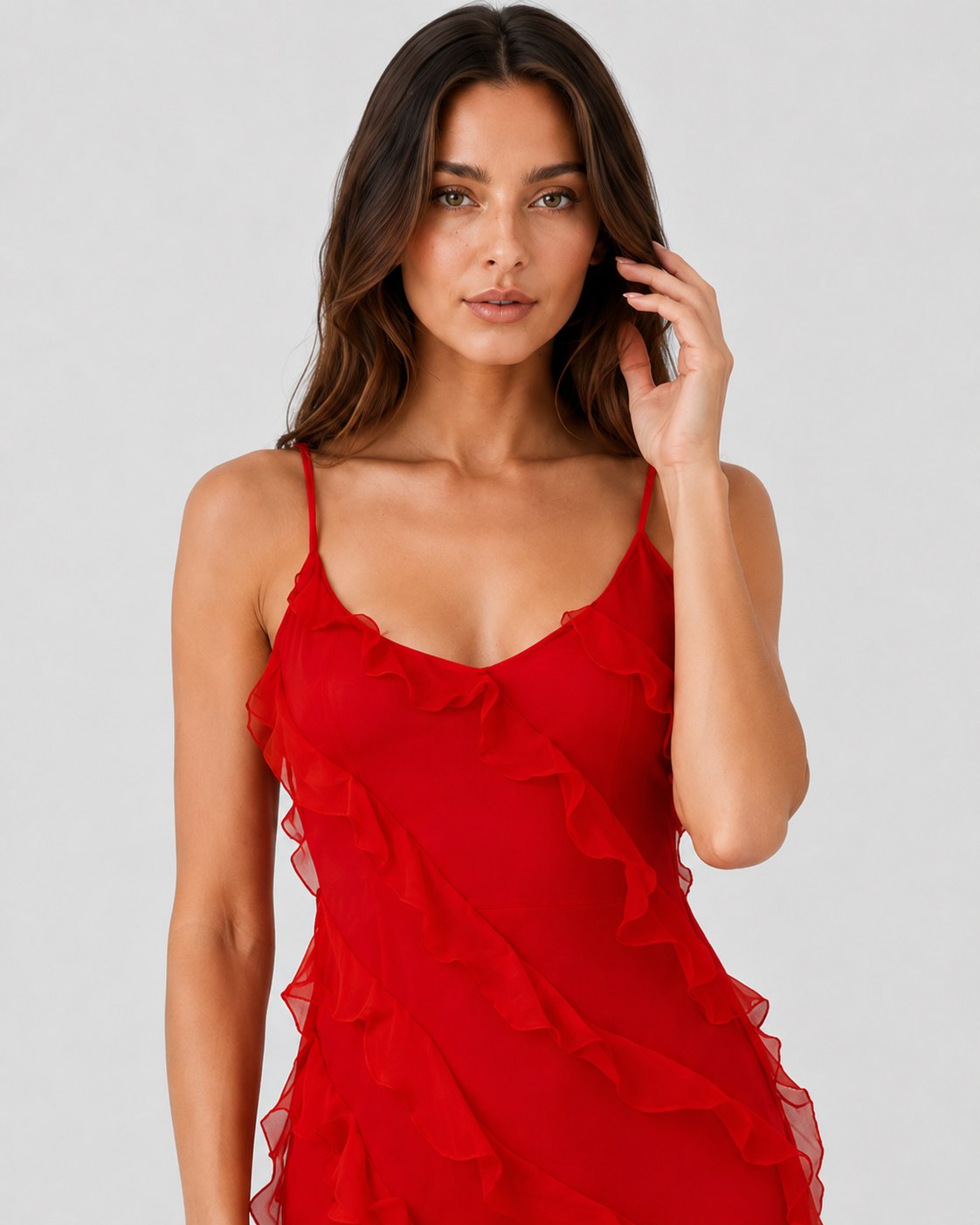 Women's flowy ruffle maxi dress with a relaxed fit, subtle waist shaping, and lightweight breathable fabric for comfortable everyday wear.