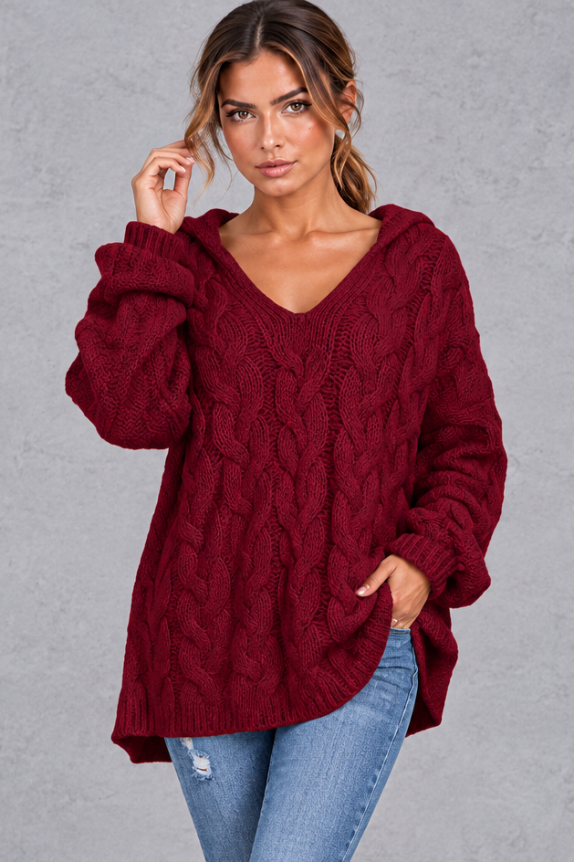 Close-up of chunky cable knit texture
