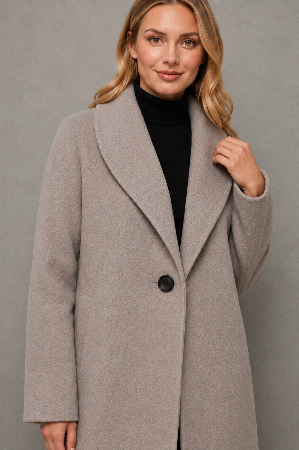Women’s windproof winter coat with an elegant longline silhouette, relaxed fit, long sleeves, and soft lightweight fabric for comfortable layering.