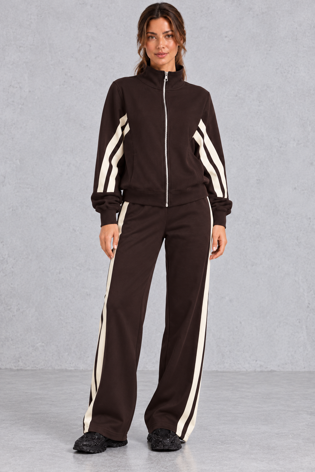 Color options for the cropped track jacket and joggers set