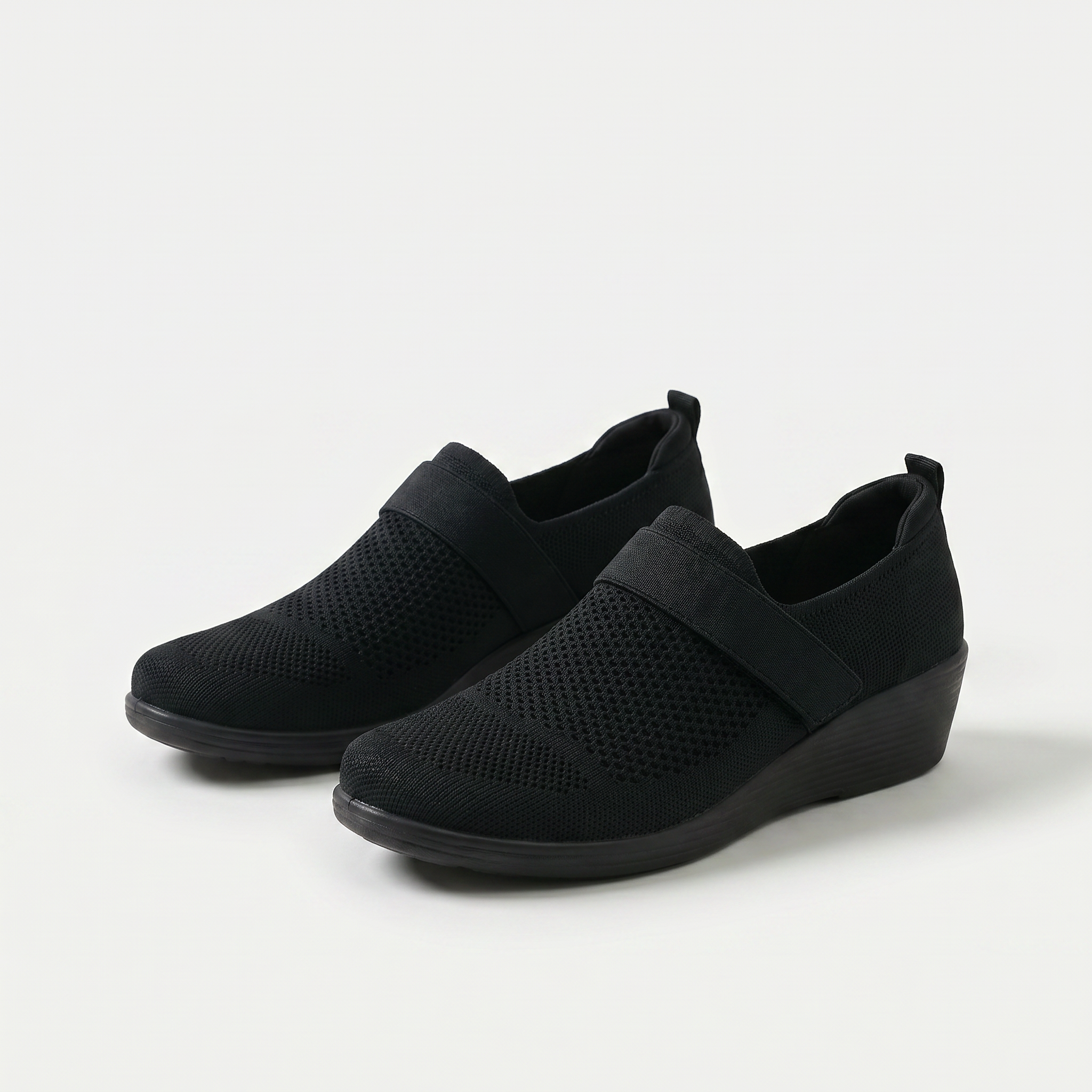 Women's Stretch Wedge Flats in Rich Black - Eve