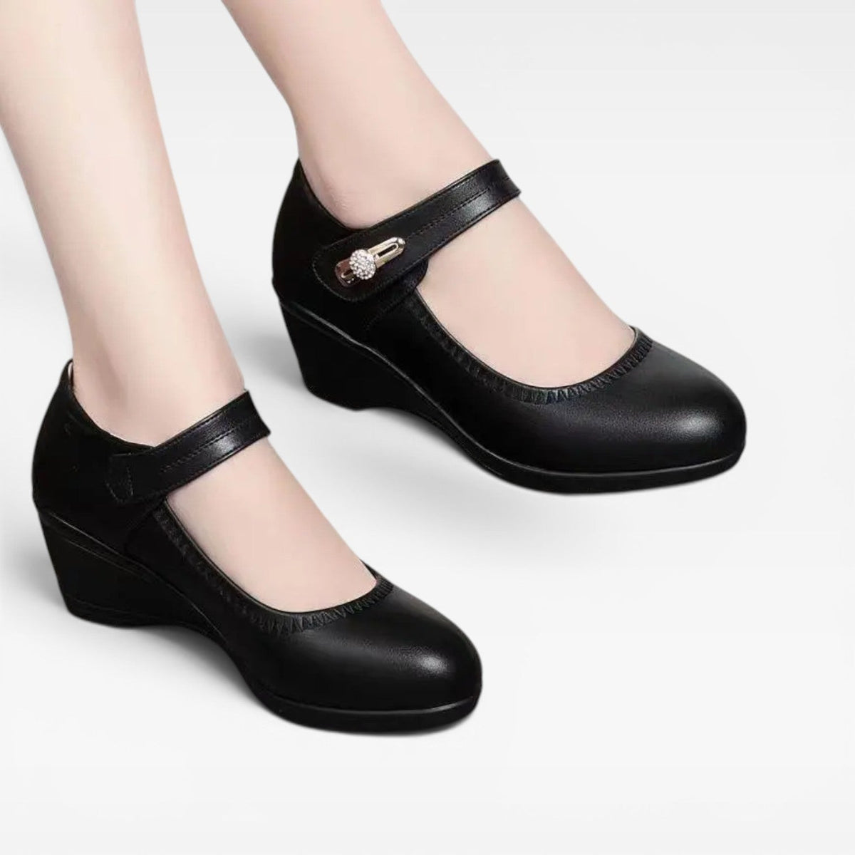 Women's Leather Mary Jane Mid Heel Pumps – Comfort Dress Shoes | Epsom