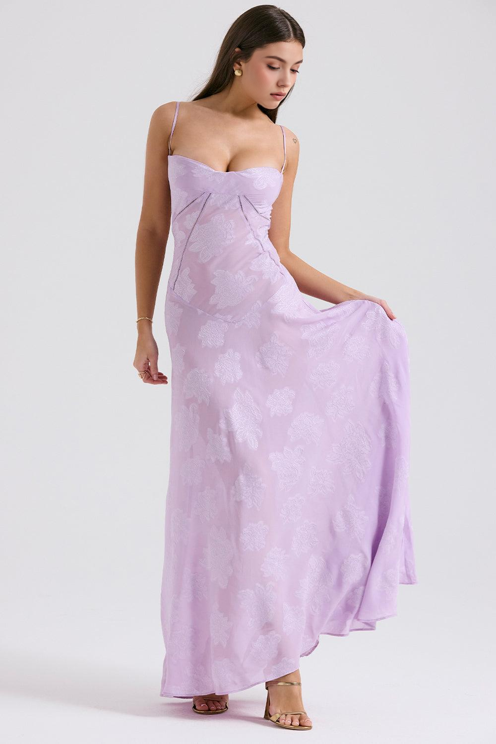 Women’s Floral Bustier Gown with Sheer Overlay for Evening & Formal Wear