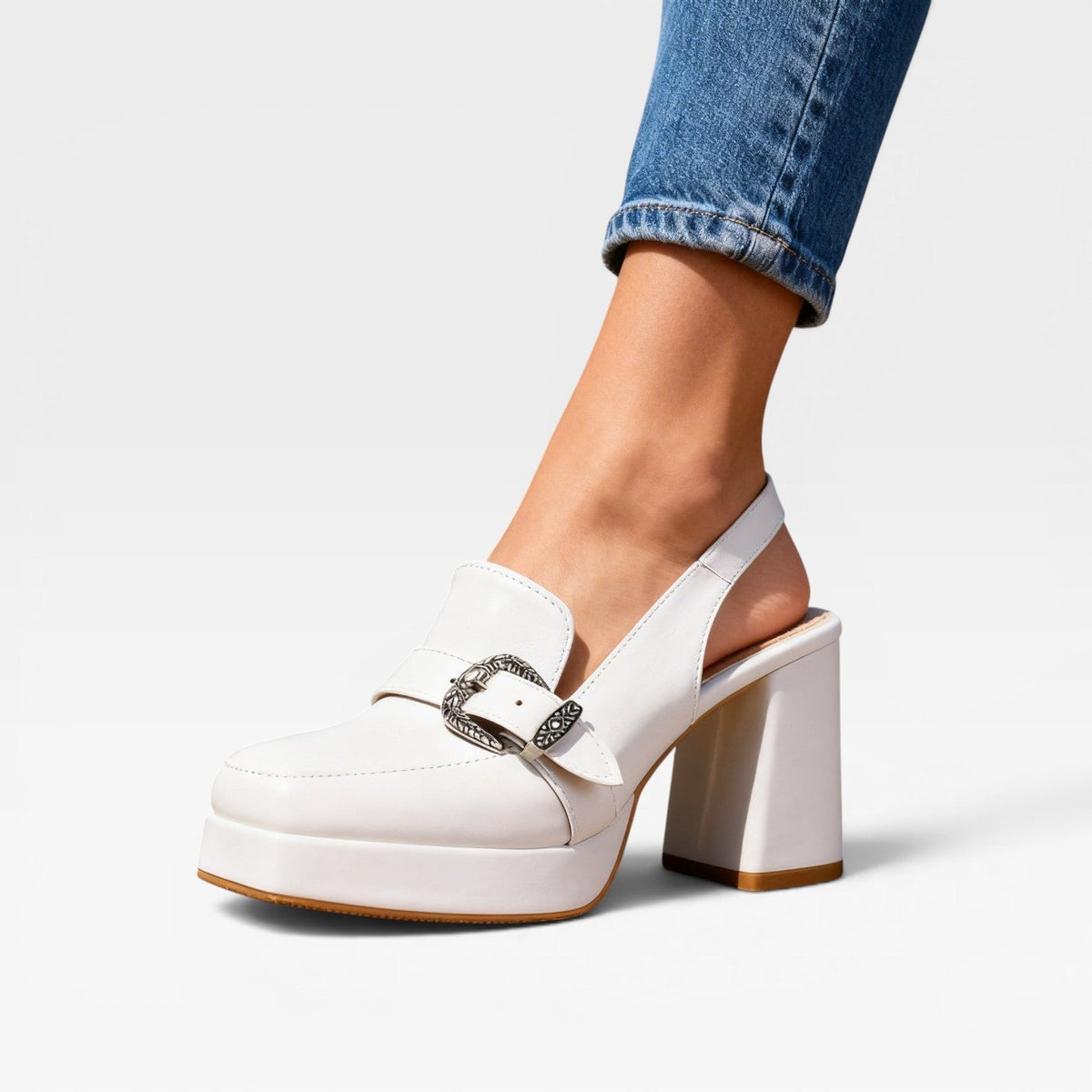 Women's Block Heel Pumps with Buckle Strap – Vintage Dress Shoes | Duxford