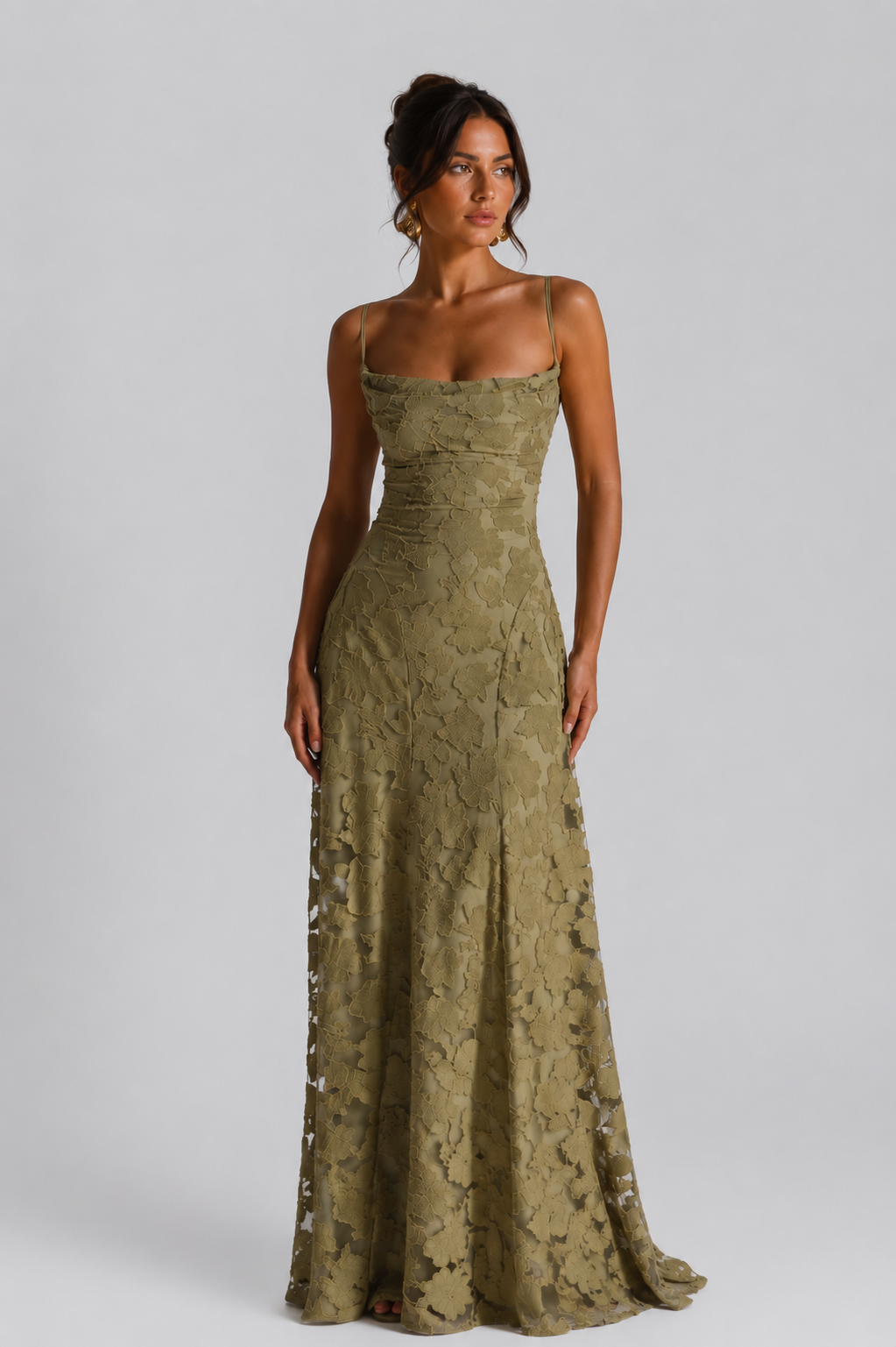Women’s Floral Maxi Occasion Dress - Sculpted Silhouette