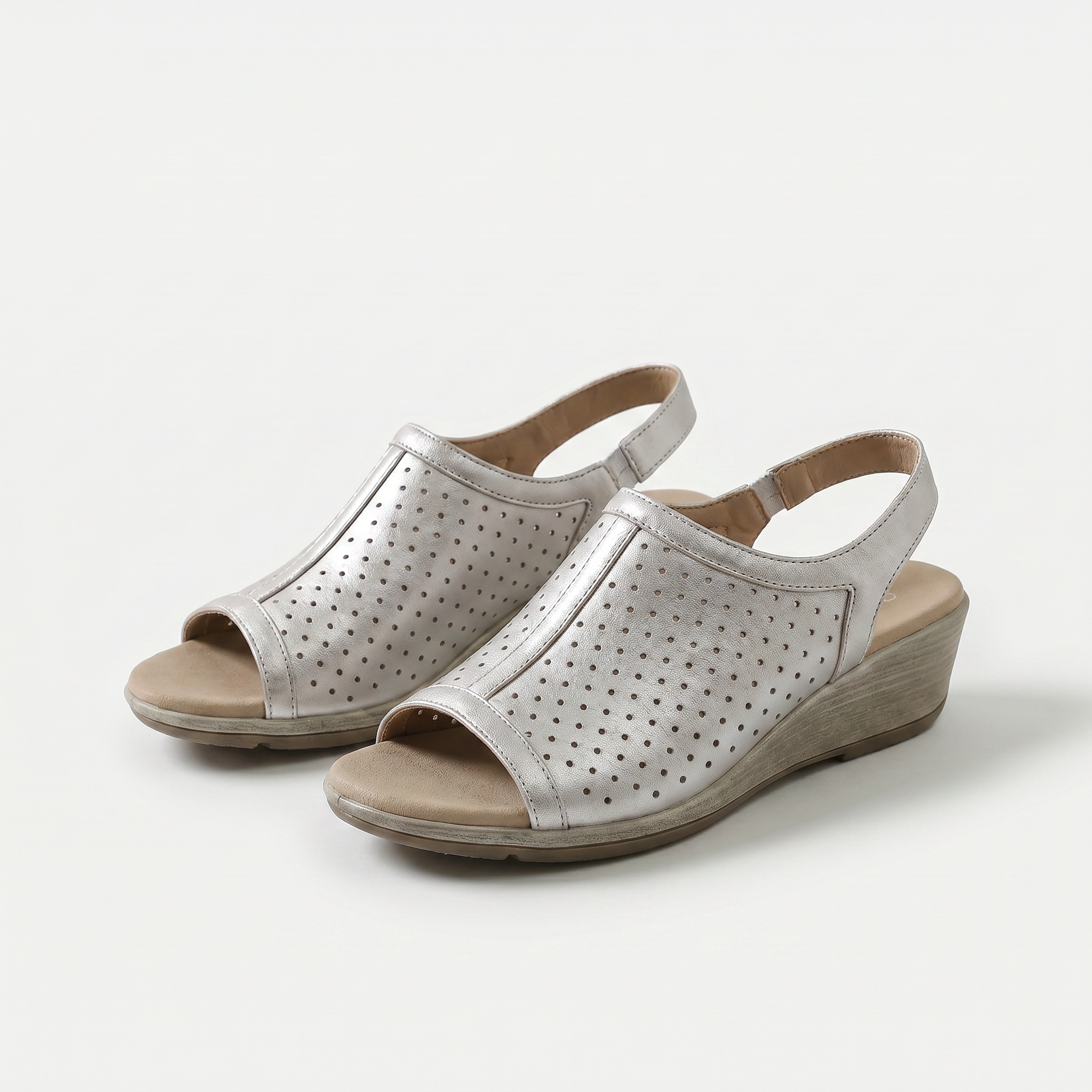 Women's Metallic Platinum Wedge Sandals - Hazel