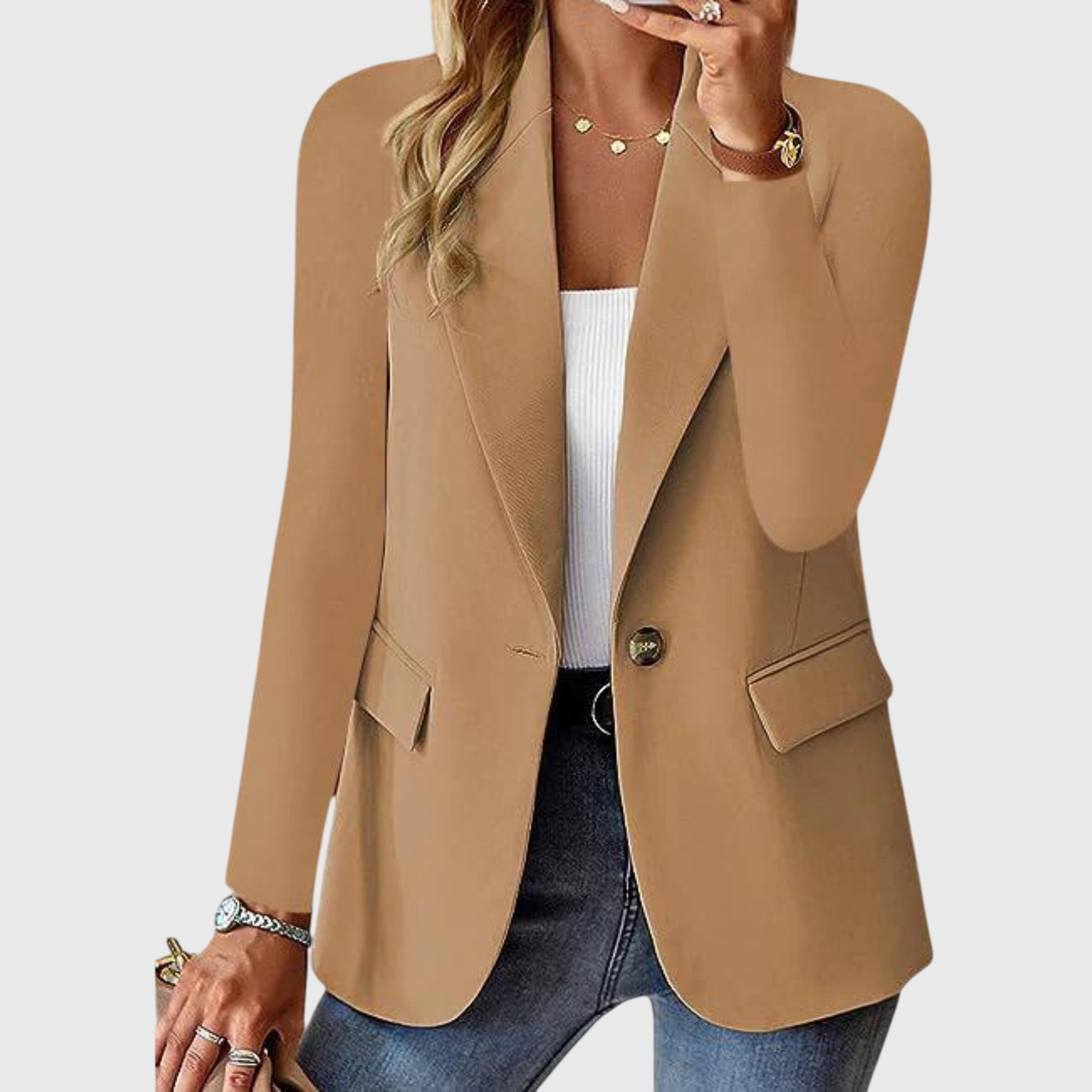 Women’s lightweight formal blazer with structured fit and flattering silhouette.