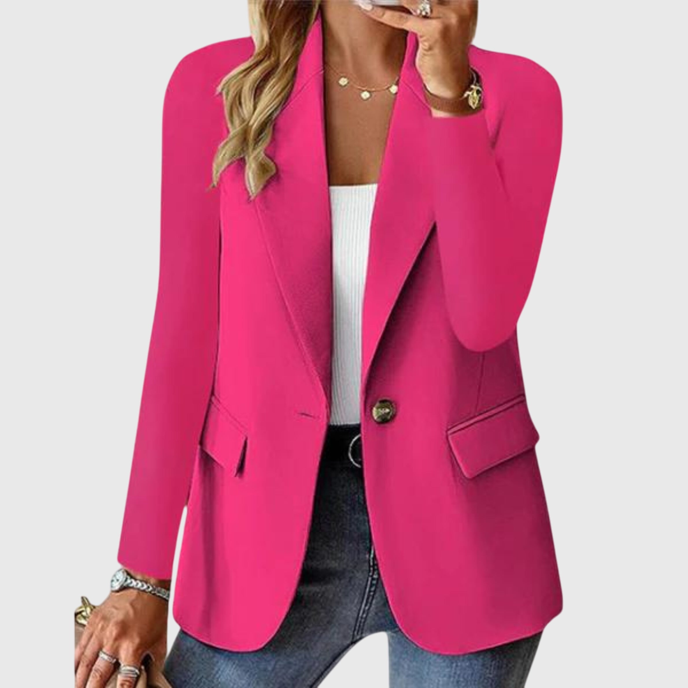 Women’s lightweight formal blazer with structured fit and flattering silhouette.
