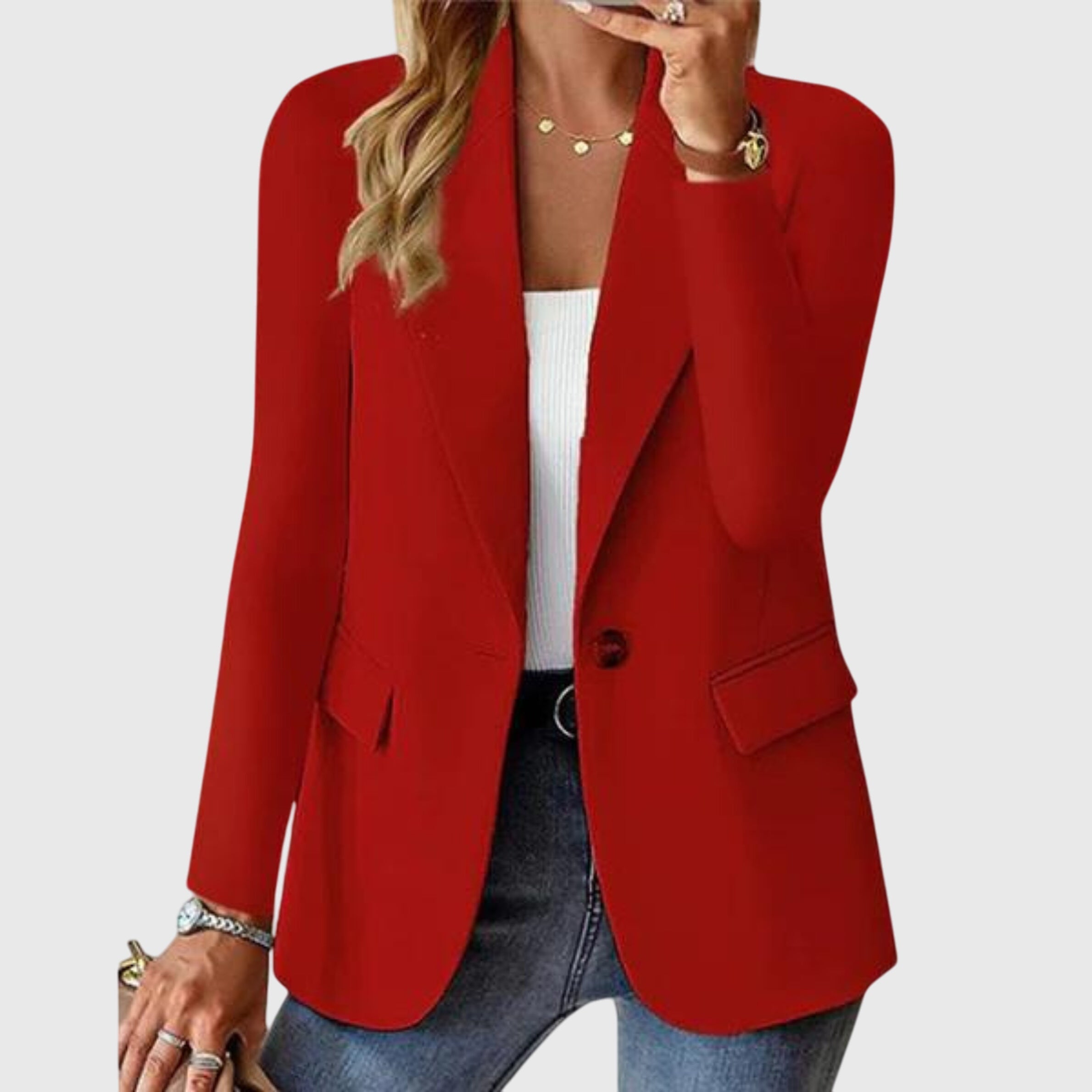 Women’s lightweight formal blazer with structured fit and flattering silhouette.