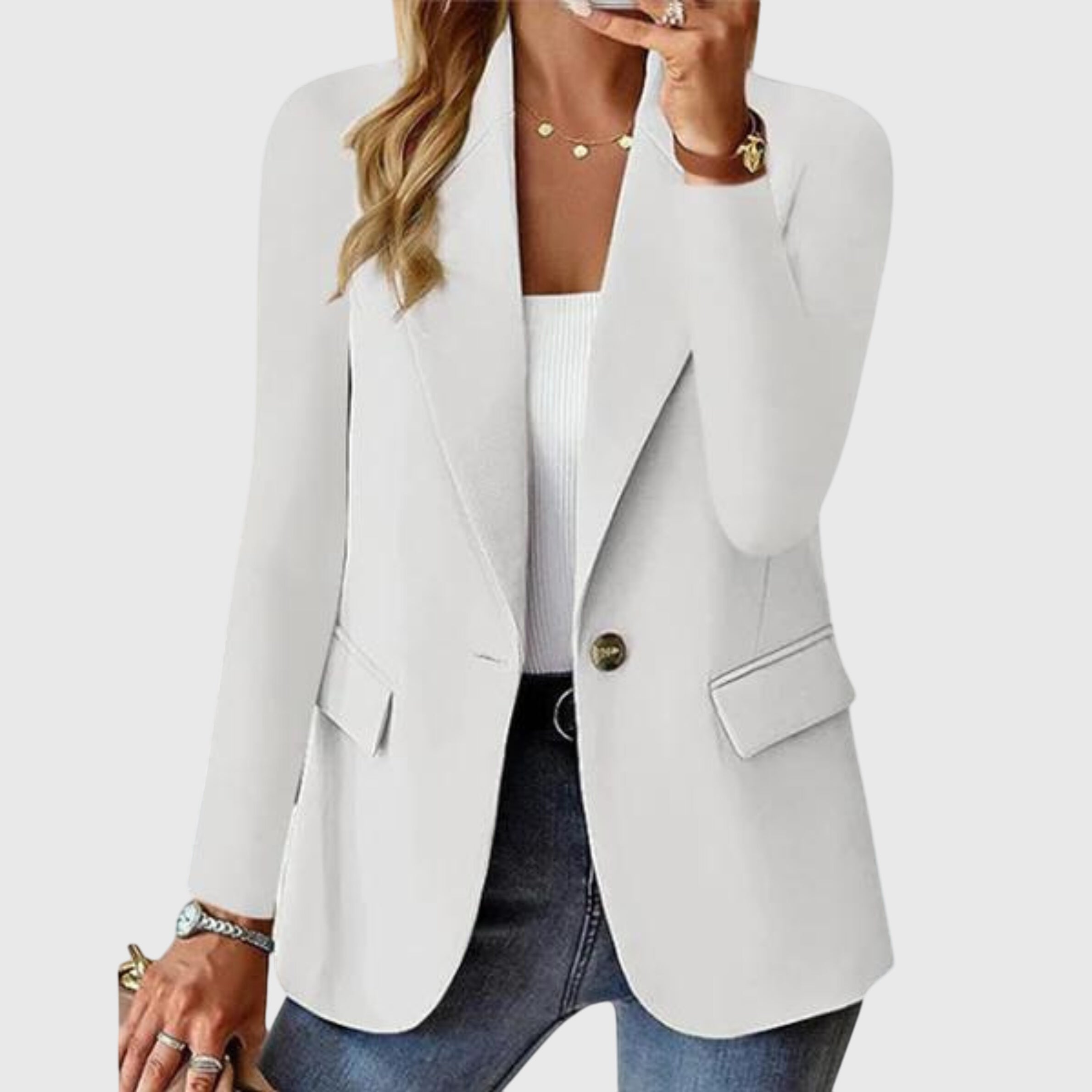 Women’s lightweight formal blazer with structured fit and flattering silhouette.