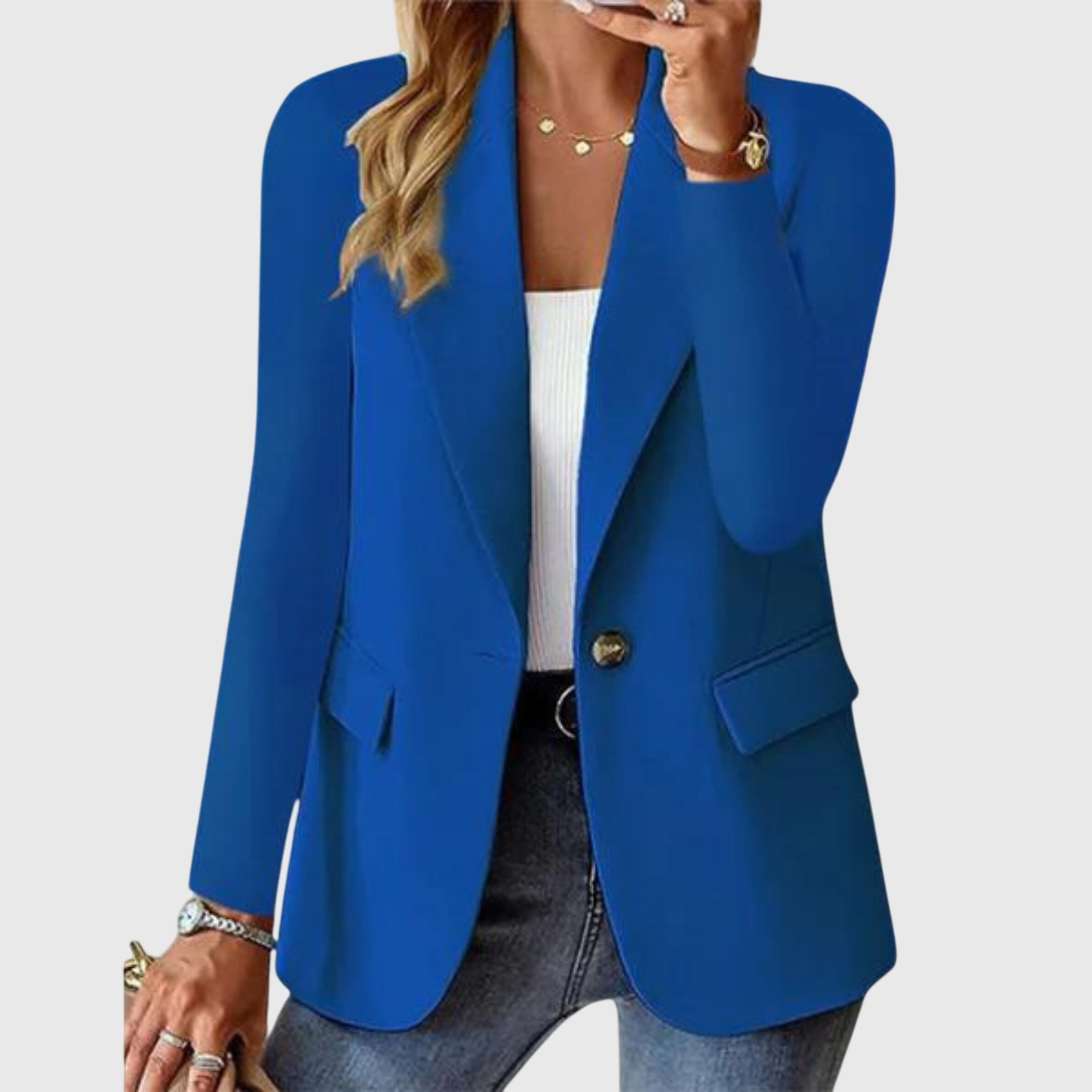 Women’s lightweight formal blazer with structured fit and flattering silhouette.