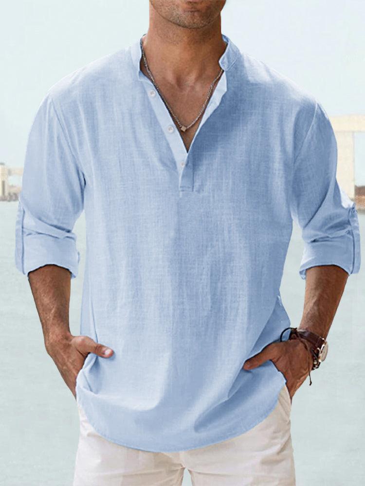 Men’s Linen Short Sleeve Button-Up Shirt - Klyne Studios