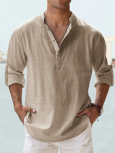 Men’s Linen Short Sleeve Button-Up Shirt - Klyne Studios