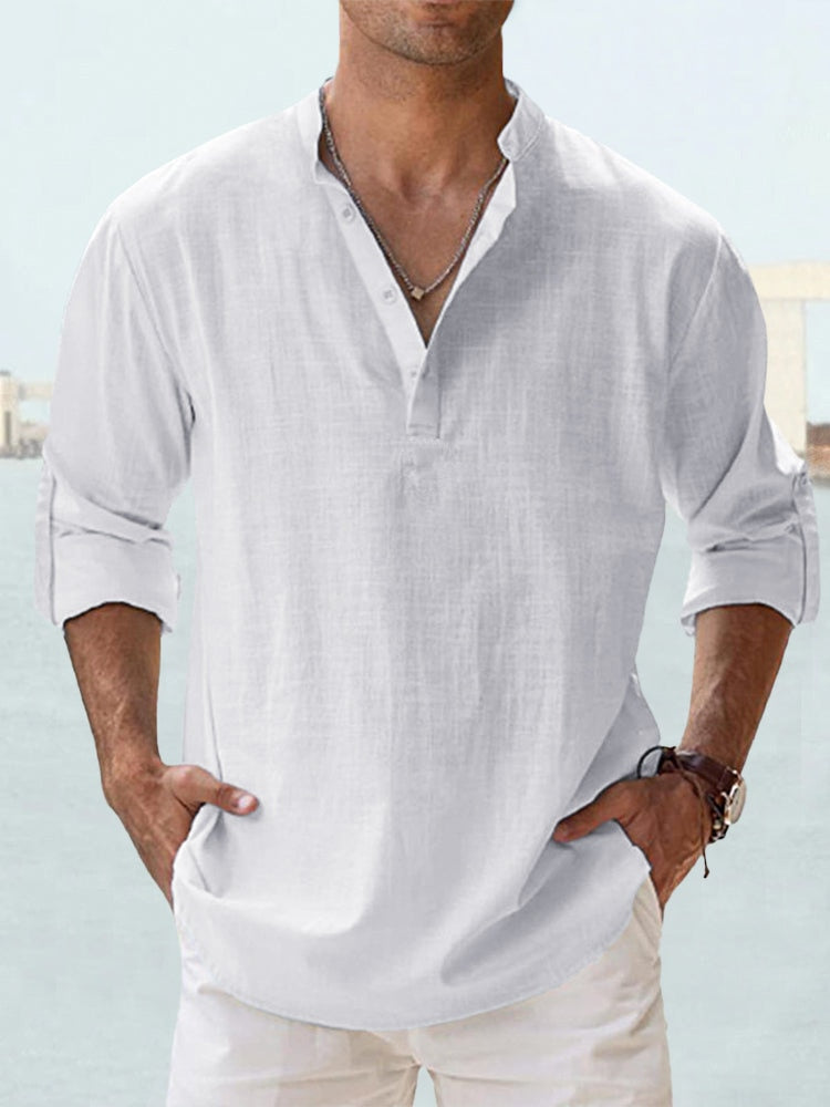 Men’s Linen Short Sleeve Button-Up Shirt - Klyne Studios