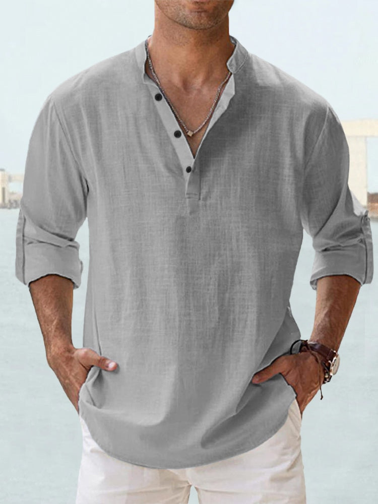 Men’s Linen Short Sleeve Button-Up Shirt - Klyne Studios