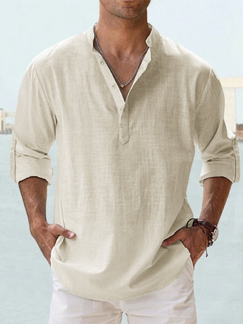 Men’s Linen Short Sleeve Button-Up Shirt - Klyne Studios