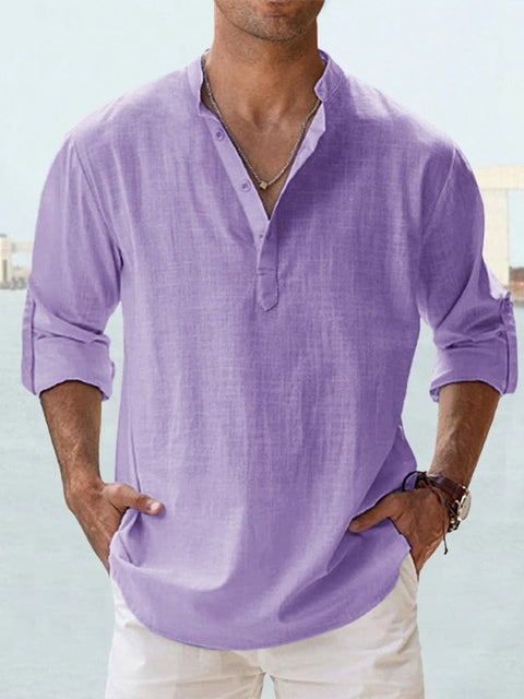 Men’s Linen Short Sleeve Button-Up Shirt - Klyne Studios