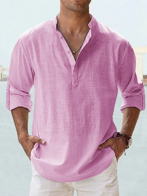 Men’s Linen Short Sleeve Button-Up Shirt - Klyne Studios