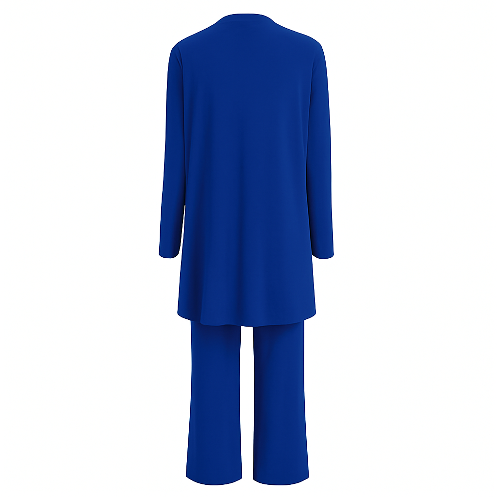 Women’s elegant three-piece outfit set with relaxed fit and lightweight fabric.