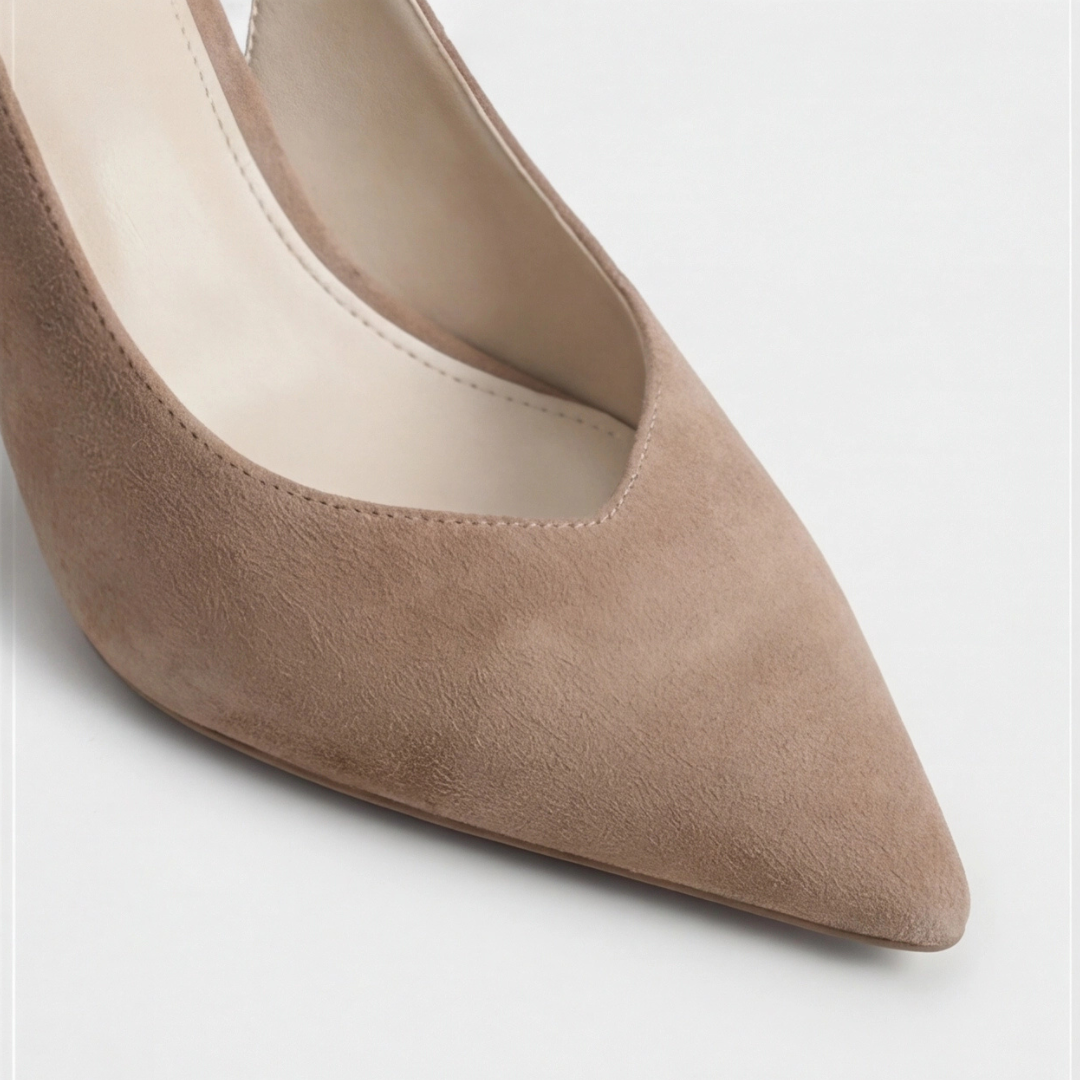 Women’s beige leopard print slingback heels with pointed toe and slim heel designed for stylish everyday outfits.