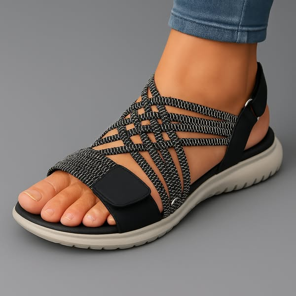 Women’s strappy sandals with cushioned footbed and adjustable closure designed for comfortable everyday walking.