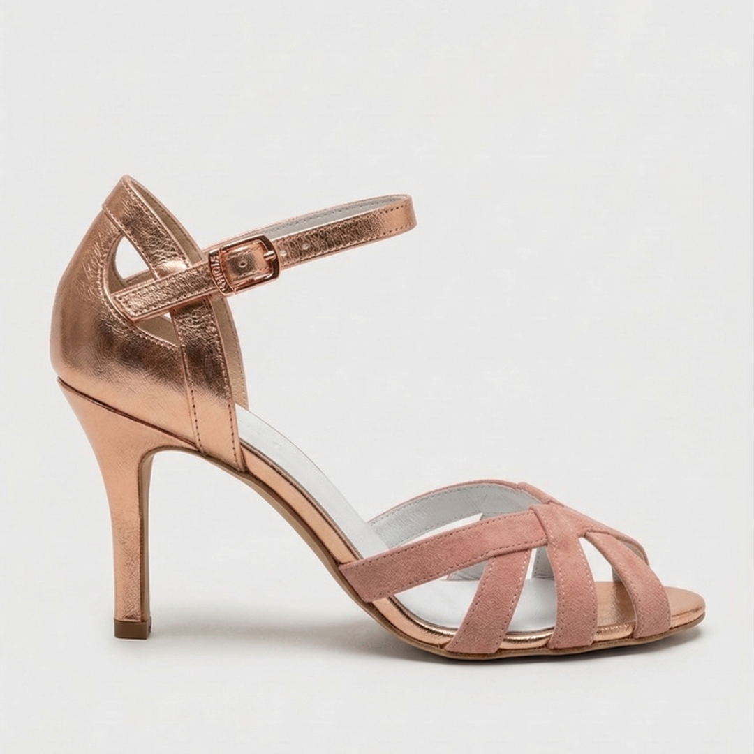 Women’s T-strap heels with cushioned sole and stable heel for all-day comfort and versatile style.