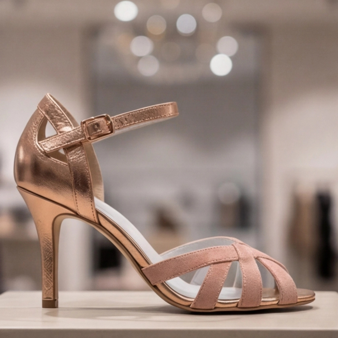 Women’s T-strap heels with cushioned sole and stable heel for all-day comfort and versatile style.