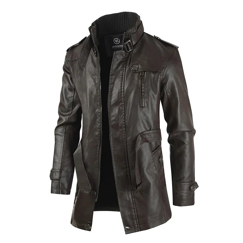 Long Leather Biker Jacket