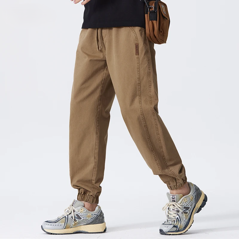 Men's 100% cotton joggers with elastic waistband and ankle cuffs
