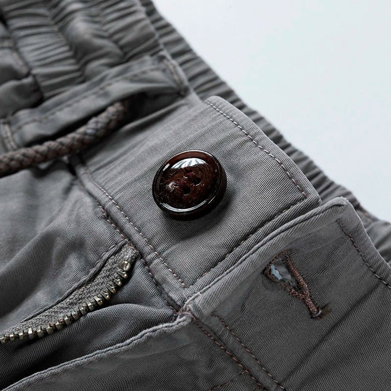 Men’s cargo shorts with belt drawstring waistband and large side pockets for casual and utility summer wear