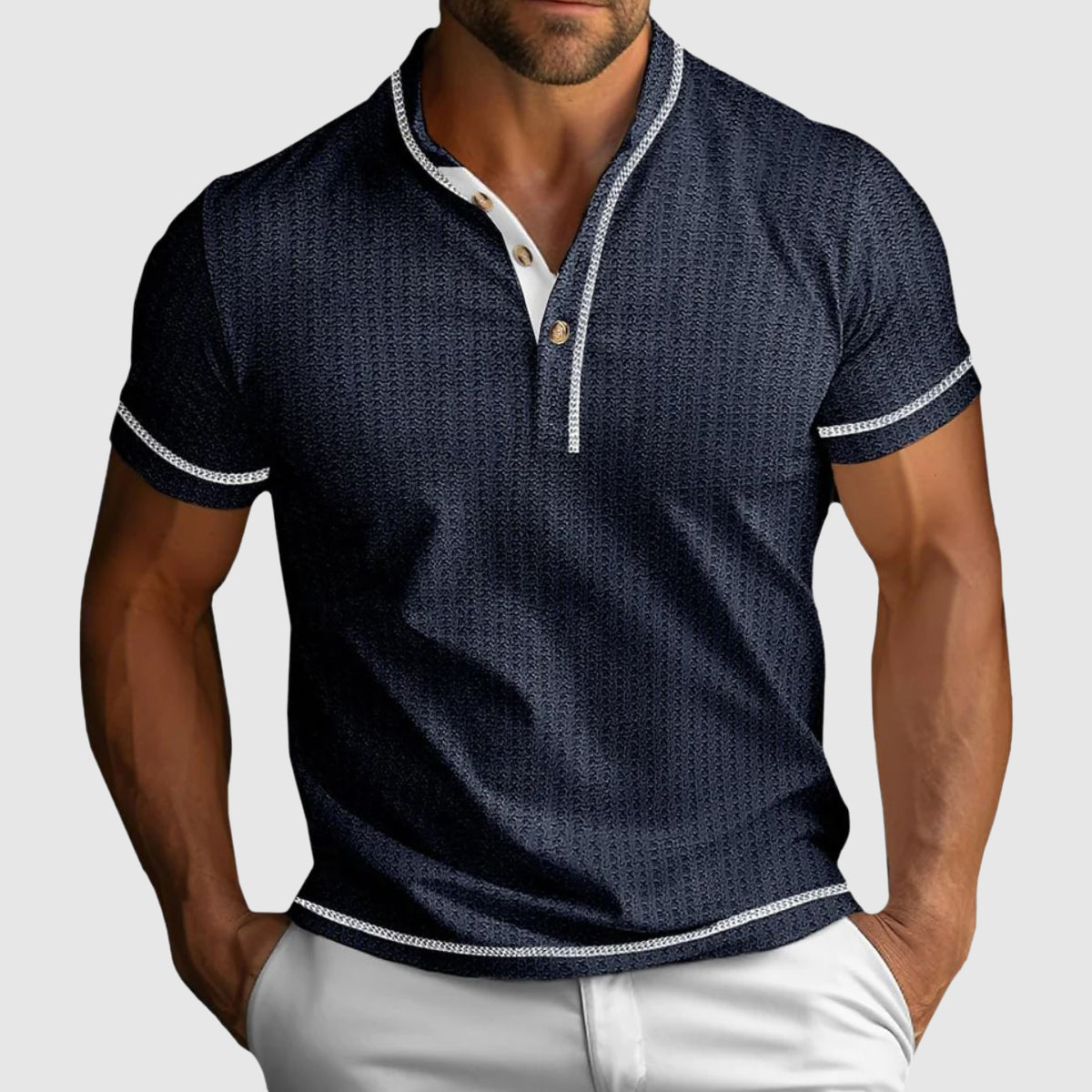 Men’s cotton blend slim fit textured shirt with modern tailored design
