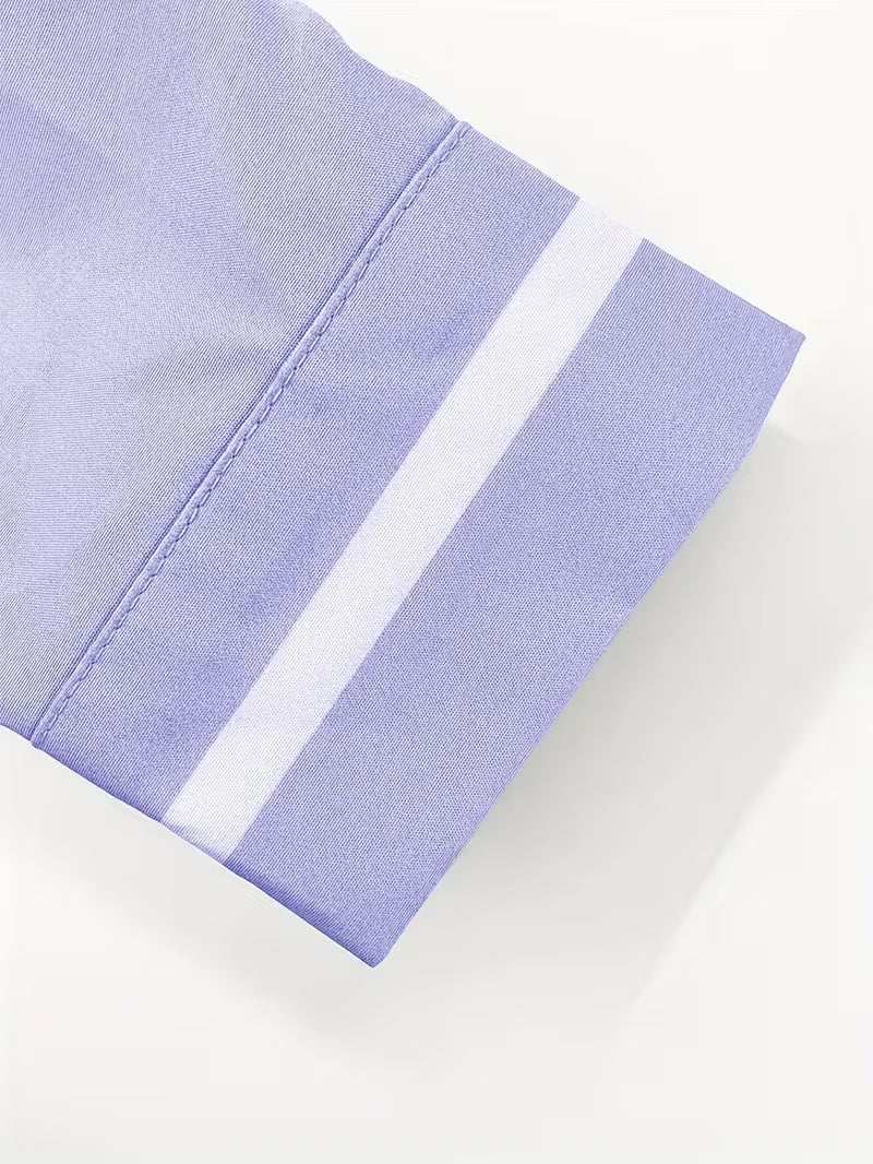 Men’s grandad collar shirt with contrast trim slim fit button front for smart casual and business wear