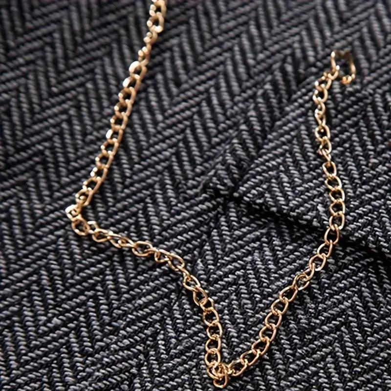 Men’s Herringbone Waistcoat with Lapel and Chain Detail