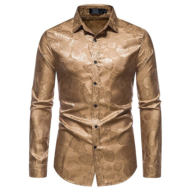 Men’s Long Sleeve Shirt with Gloss Finish for Smart Casual and Evening Wear