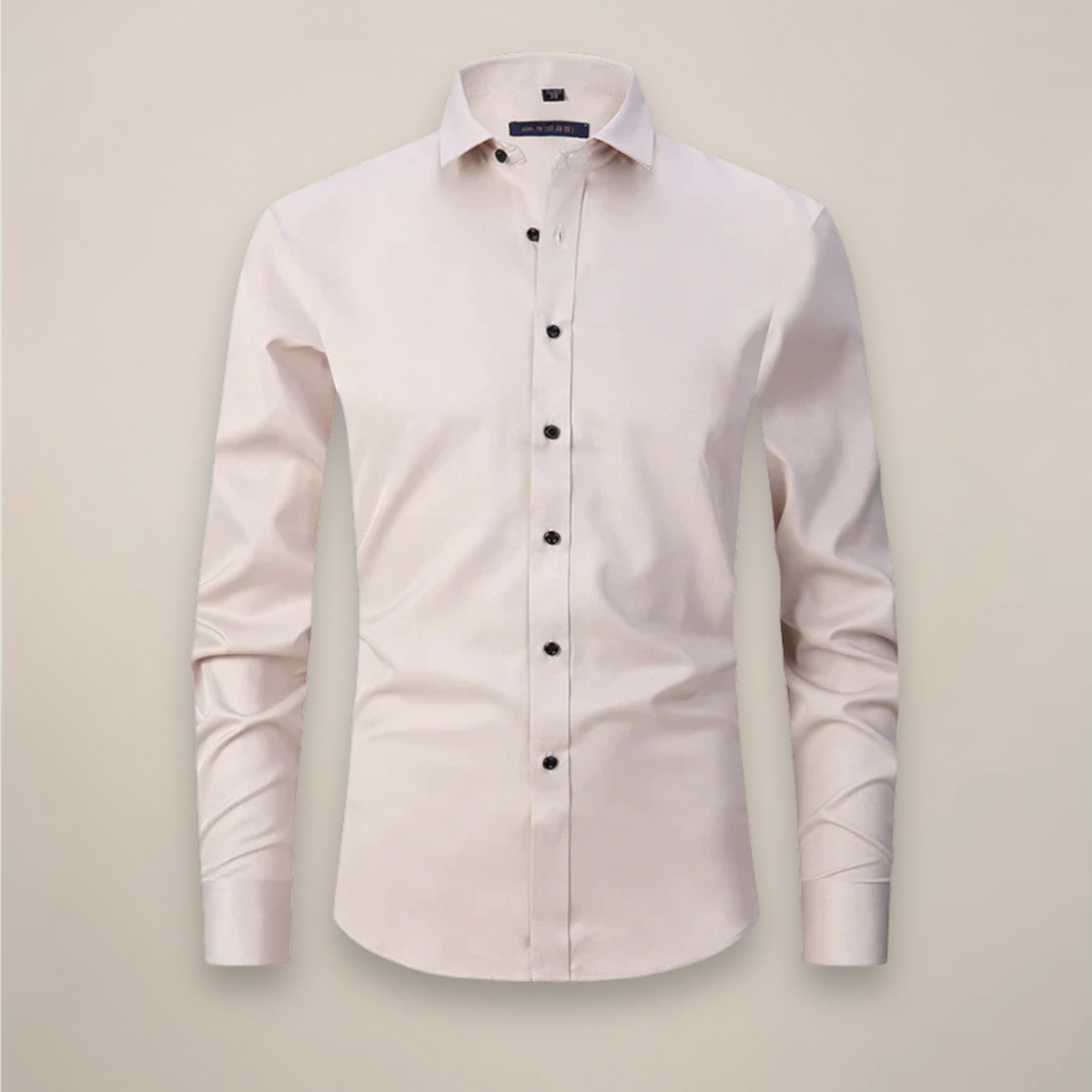 Men's long-sleeve structured shirt with wrinkle-free finish