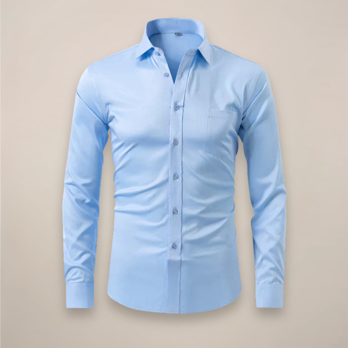 Men's long-sleeve structured shirt with wrinkle-free finish