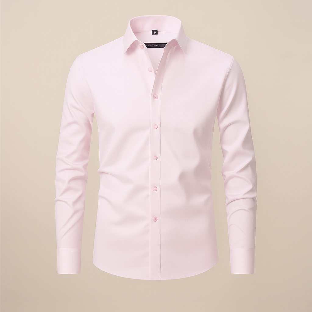 Men's long-sleeve structured shirt with wrinkle-free finish