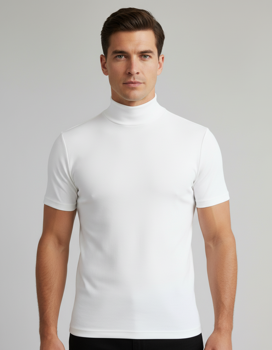 Men's slim-fit turtleneck shirt in soft knit fabric