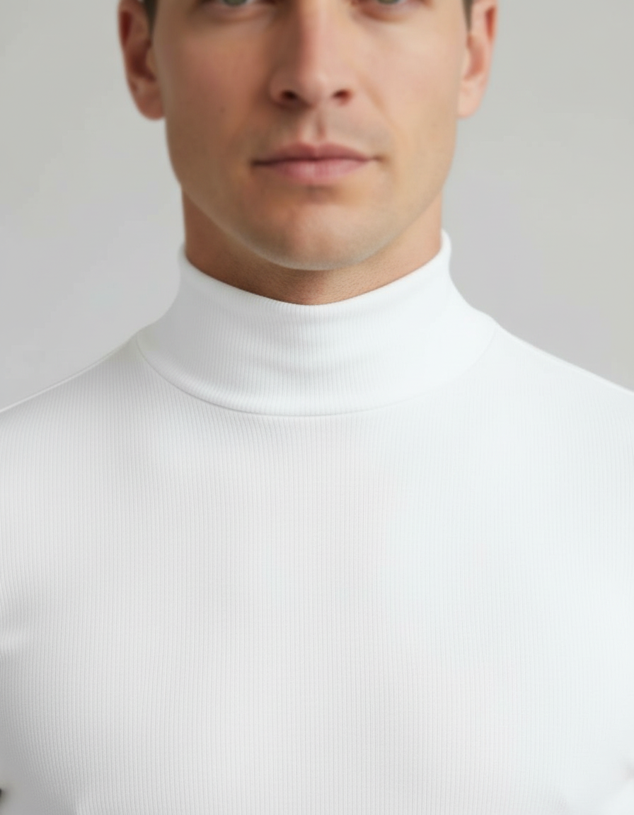Men's slim-fit turtleneck shirt in soft knit fabric