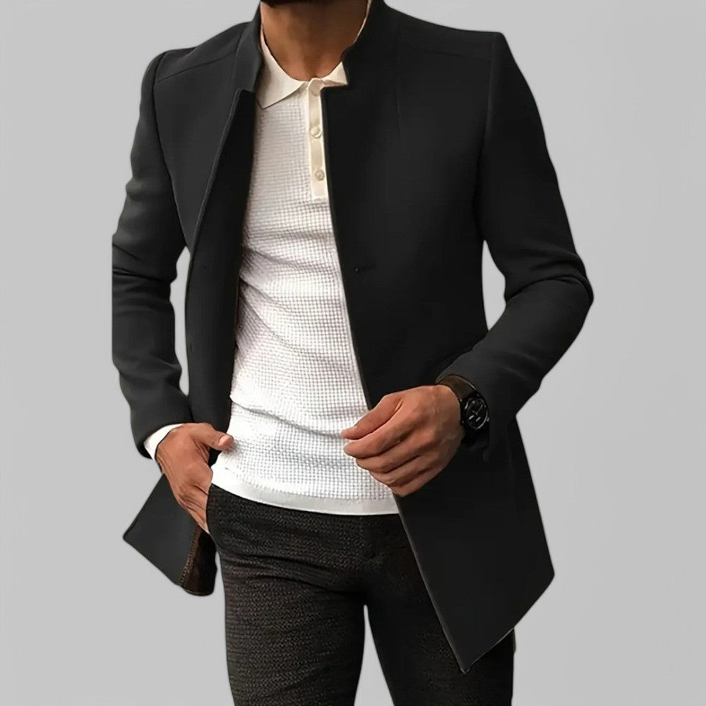 Men's slim-fit smart casual coat with button closure
