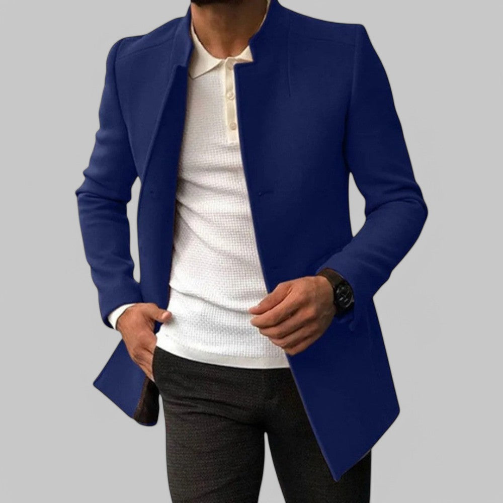Men's slim-fit smart casual coat with button closure
