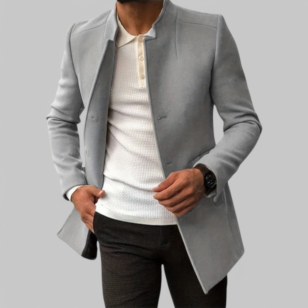Men's slim-fit smart casual coat with button closure