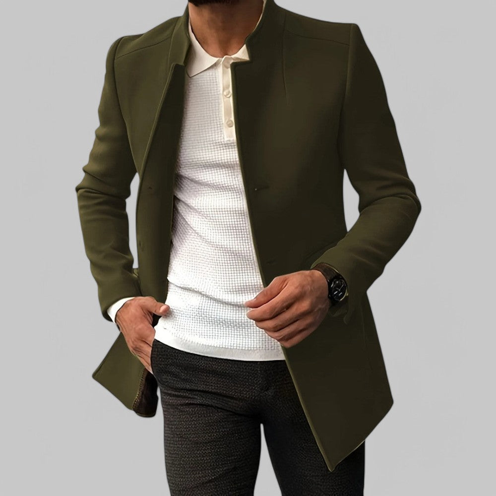 Men's slim-fit smart casual coat with button closure