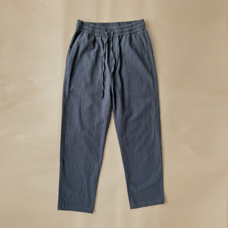 Men’s straight leg trousers with elastic waistband drawstring and relaxed fit for casual wear
