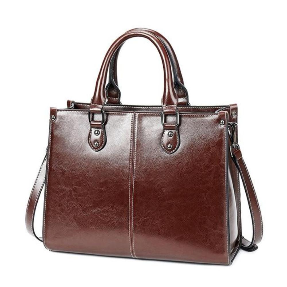 Women's Leather Tote Bag with Zipper Closure | Renata